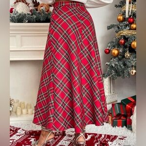 Festive Plaid A-Line Skirt